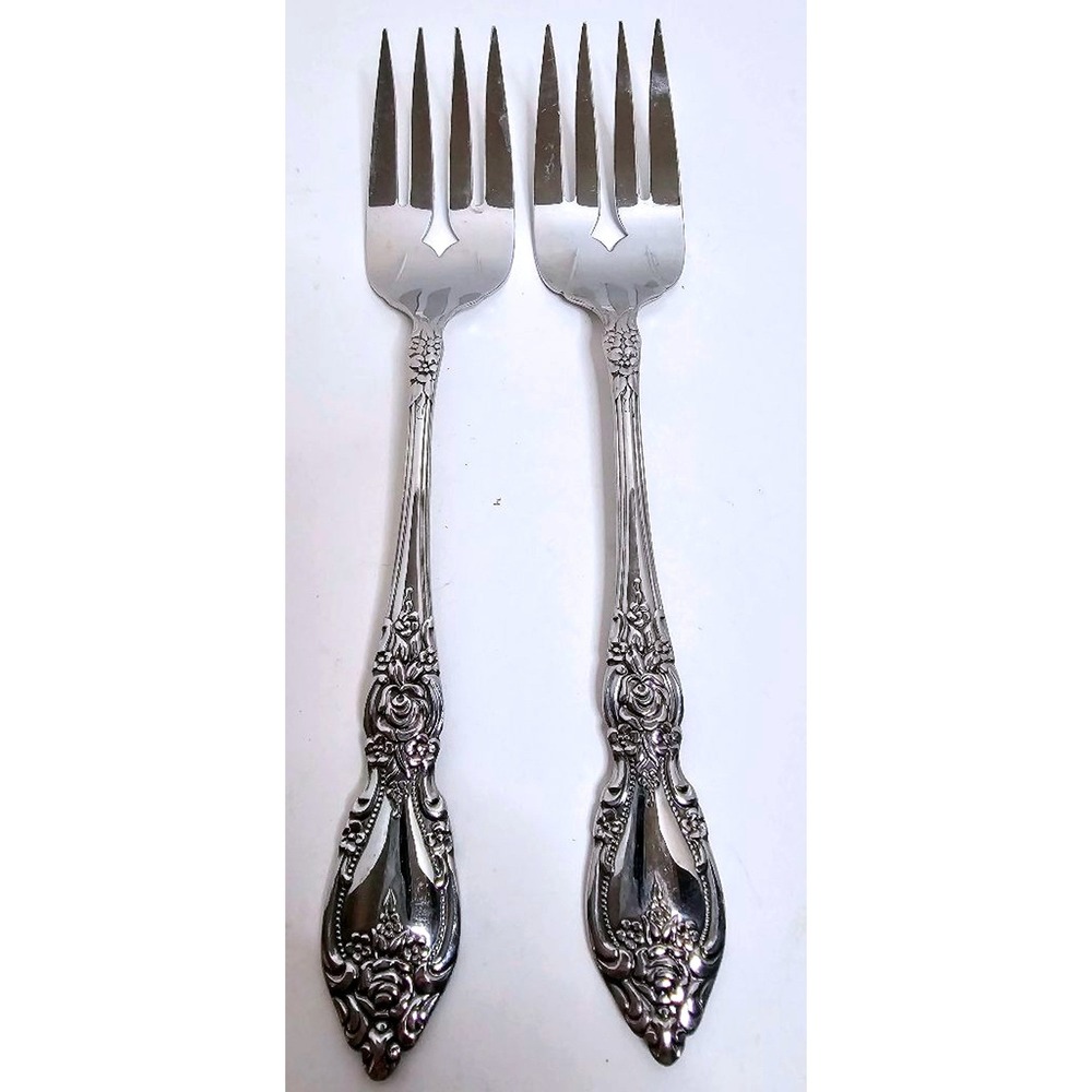 Oneida Words Wordsworth Pattern Silver Plated Serving/Salad Forks - Set of 2‎